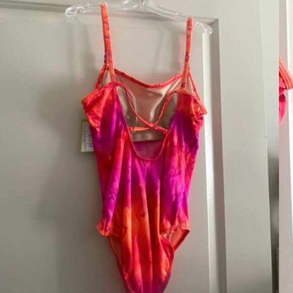 90s Pink and Orange Fish One-Piece Swimsuit - Picture 2 of 2